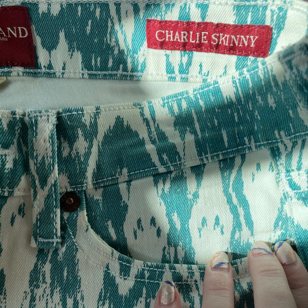 Lucky Brand Charlie Skinny Teal and White pattern - Picture 6 of 6
